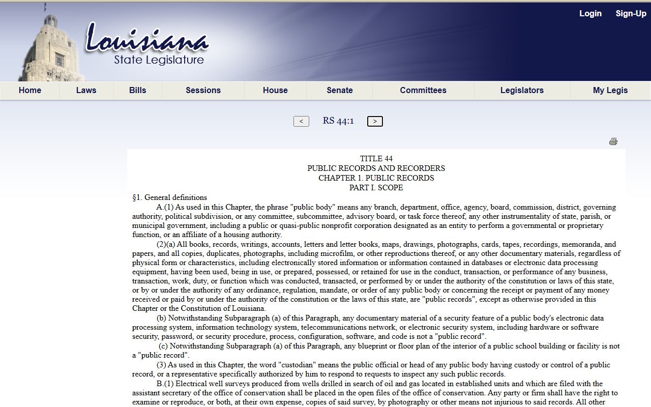 LaSalle Parish court records Louisiana public records definitions