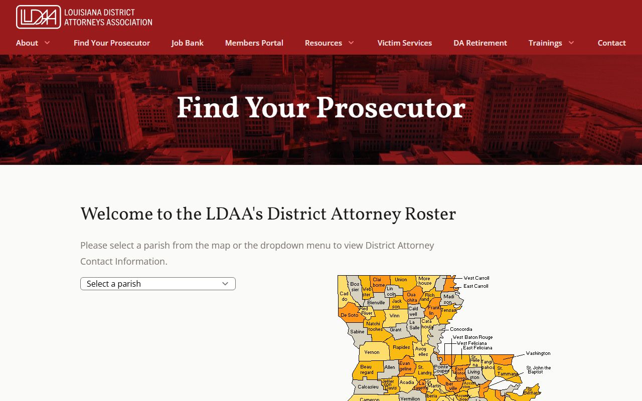 LaSalle Parish criminal court records Louisiana District Attorneys Association roster
