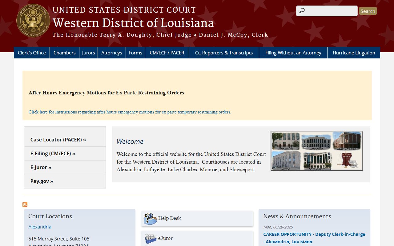 LaSalle Parish court records Western District of Louisiana website