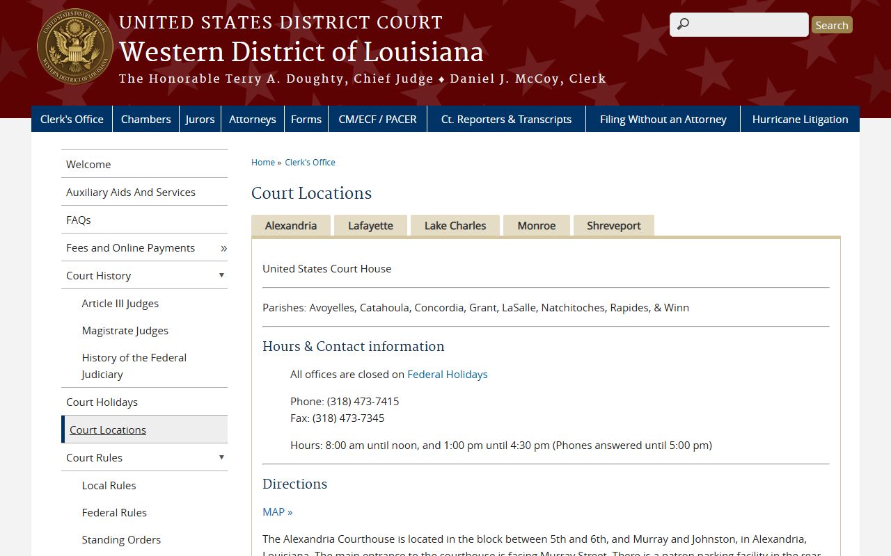 LaSalle Parish court records Western District court locations
