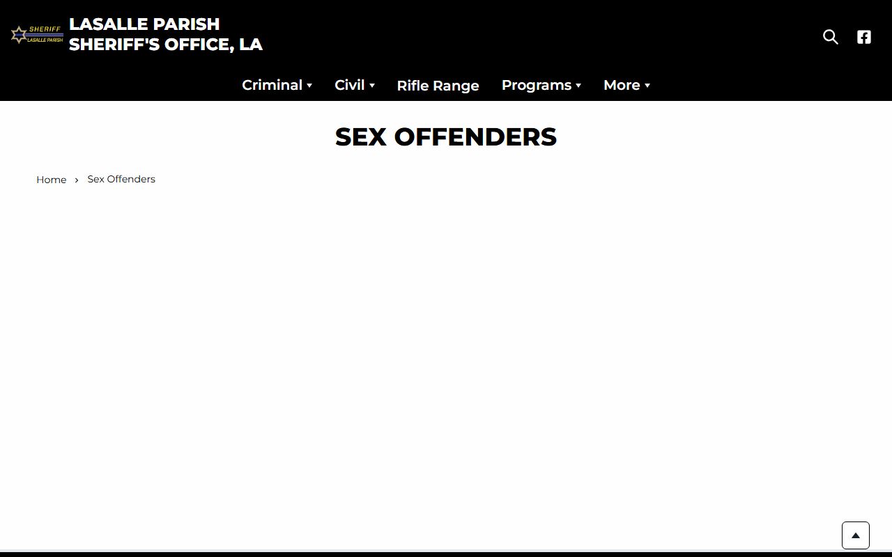 LaSalle Parish inmate records Sheriff sex offender page