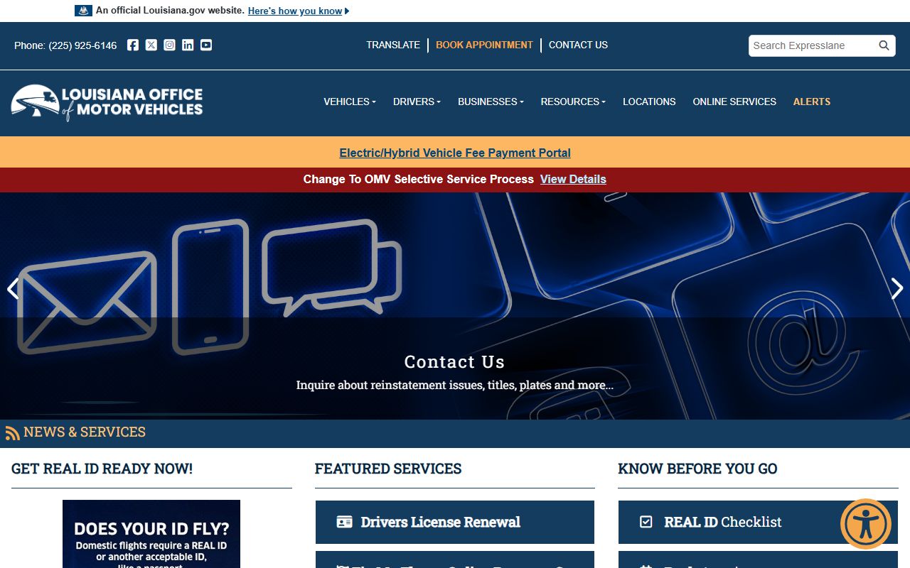 LaSalle Parish traffic court records Louisiana OMV ExpressLane driver services